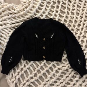 Black embroidered shrug cardigan